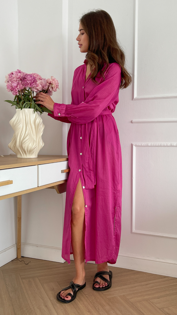 charli Jade Shirt Dress - Fuchsia Dresses