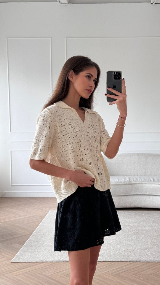 charli Letty Crochet Top - Ecru Skirts