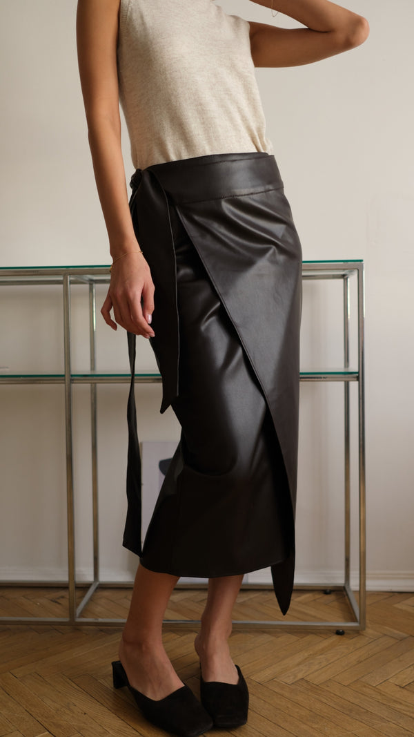 Charli Livia Wrap Skirt - Espresso Skirts