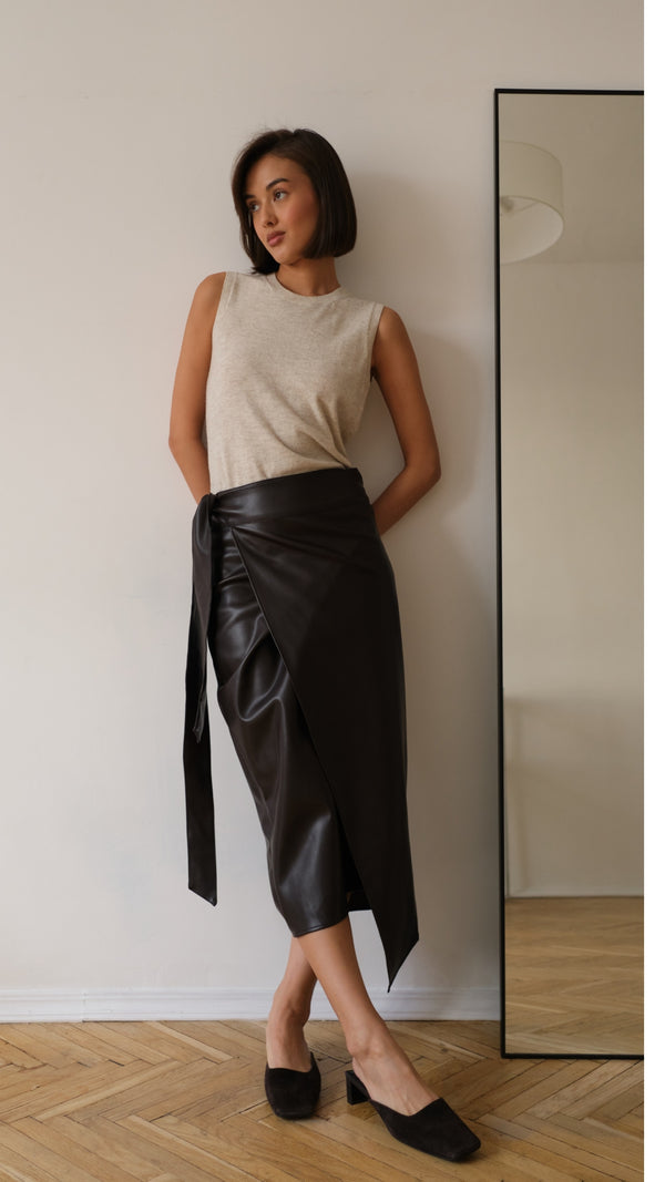 Charli Livia Wrap Skirt - Espresso Skirts
