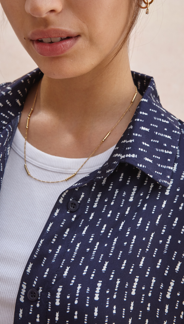 Charli Madeline Printed Shirt - Navy Shirts