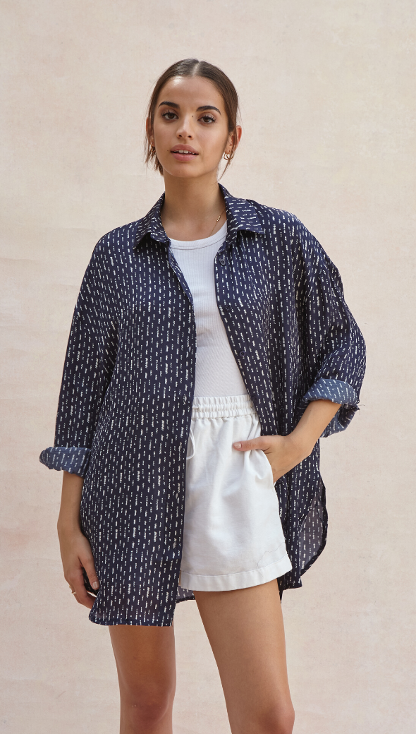 charli Madeline Printed Shirt - Navy Shirts