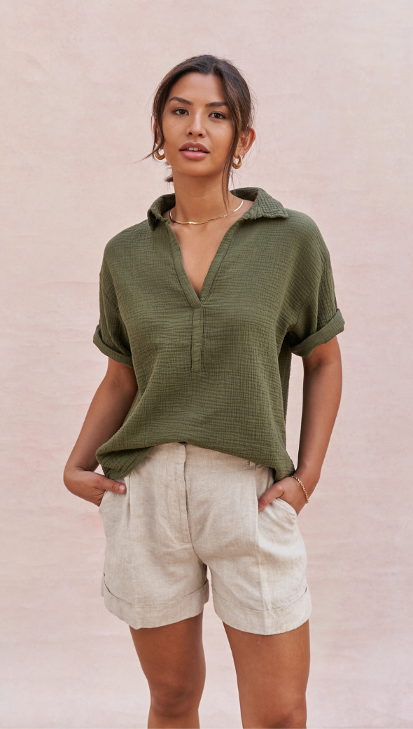 charli Mariana Shirt - Deep Khaki Shirts