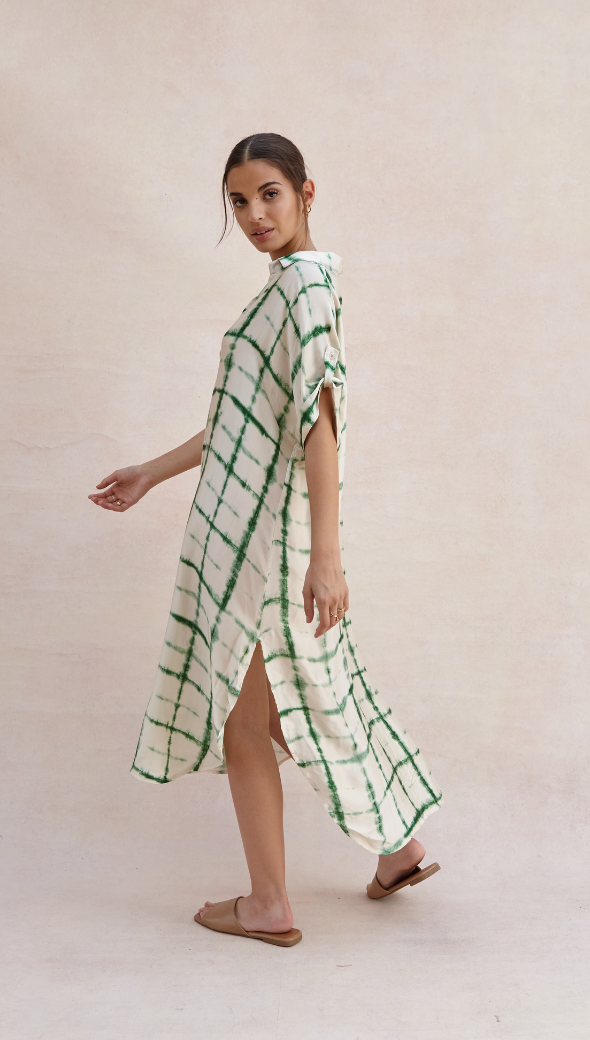 Charli Marina Dress - Green Batik Print Dresses