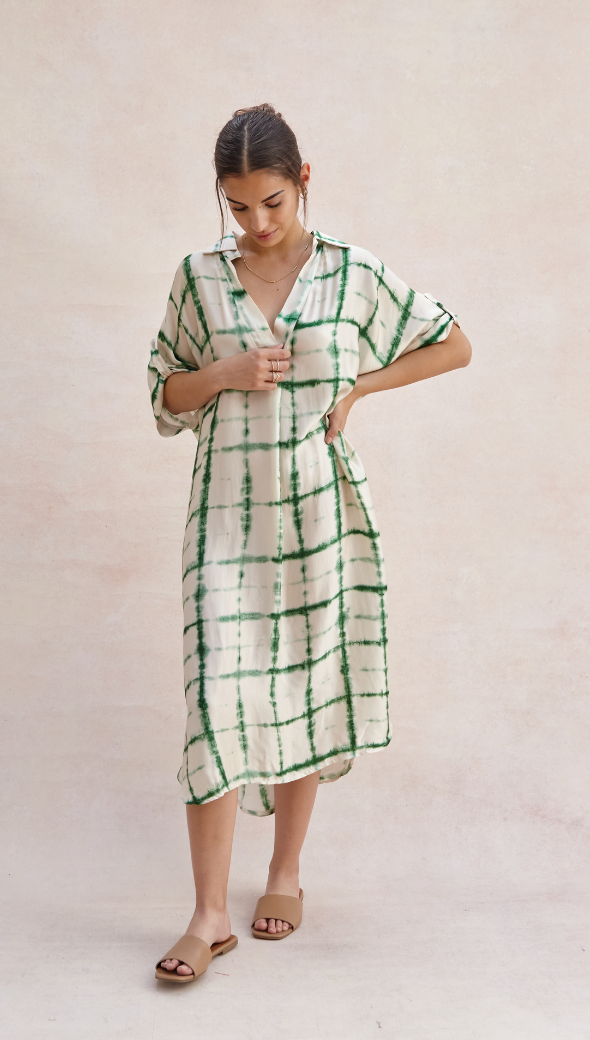 Charli Marina Dress - Green Batik Print Dresses