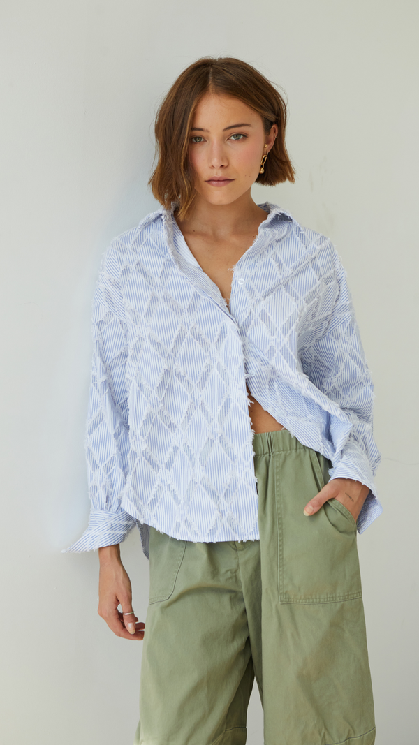 Charli Marlowe Shirt - Blue Stripe Shirts