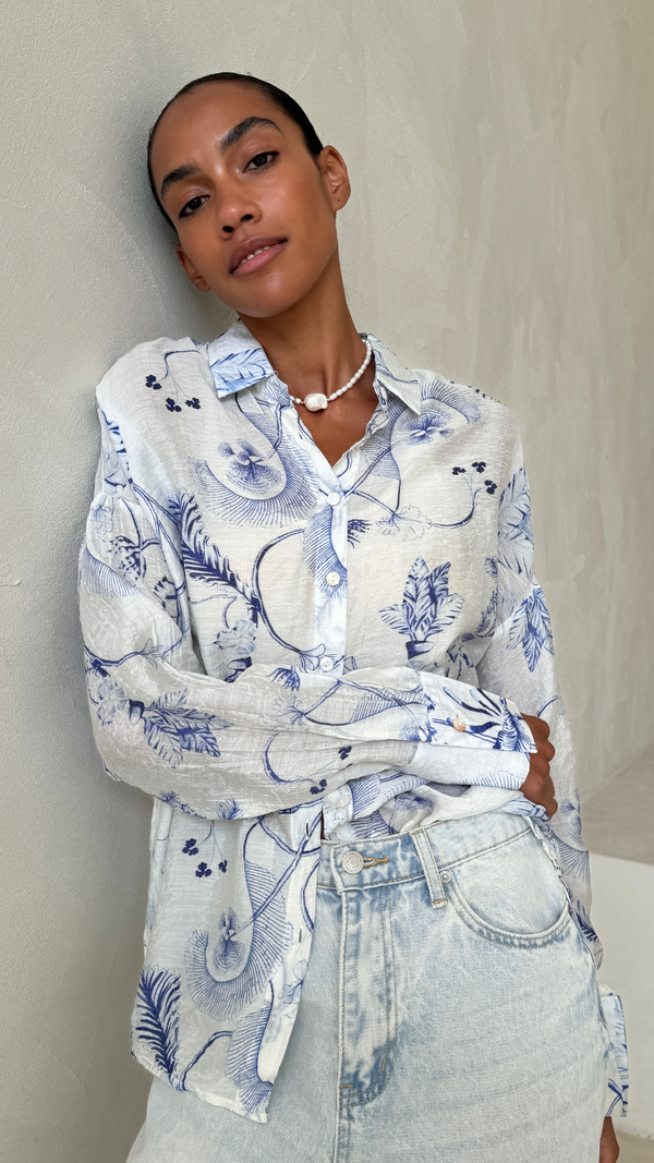 charli Maxine Shirt - Blue Print Shirts