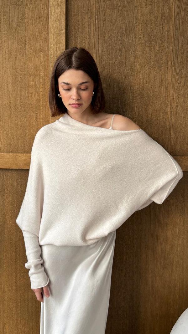 Charli Natalie Asymmetric Sweater - Ivory Jumpers