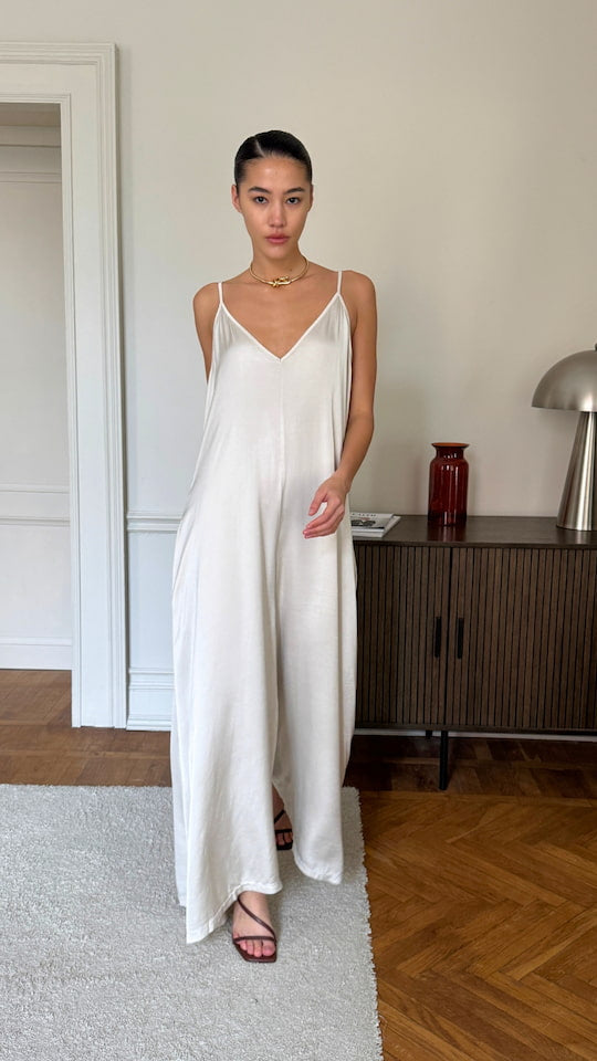 Charli Natalie Satin Jumpsuit - Ivory Jumpsuit