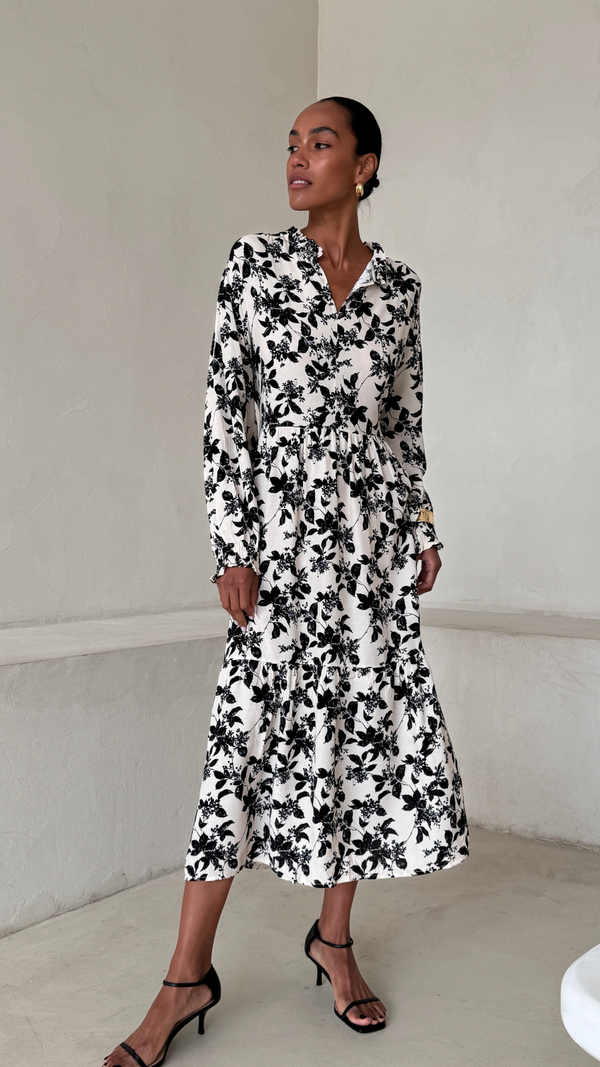 Charli Olivia Dress - Black Floral Print Dresses