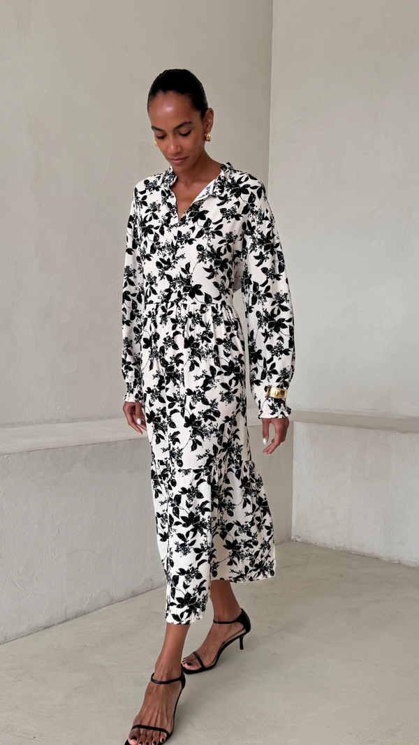 Charli Olivia Dress - Black Floral Print Dresses