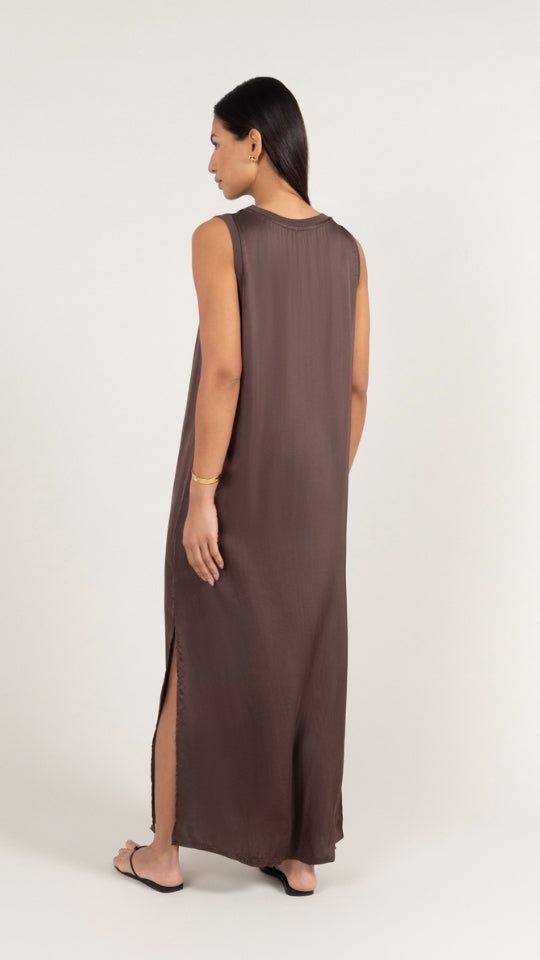 Charli Oona Satin Dress - Dark Espresso Dresses