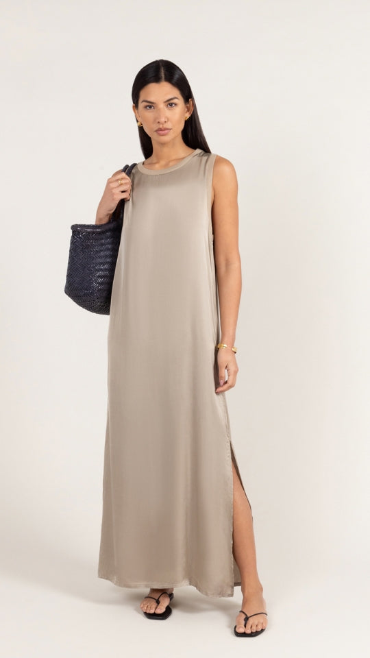 Charli Oona Satin Dress - Dove Grey Dresses