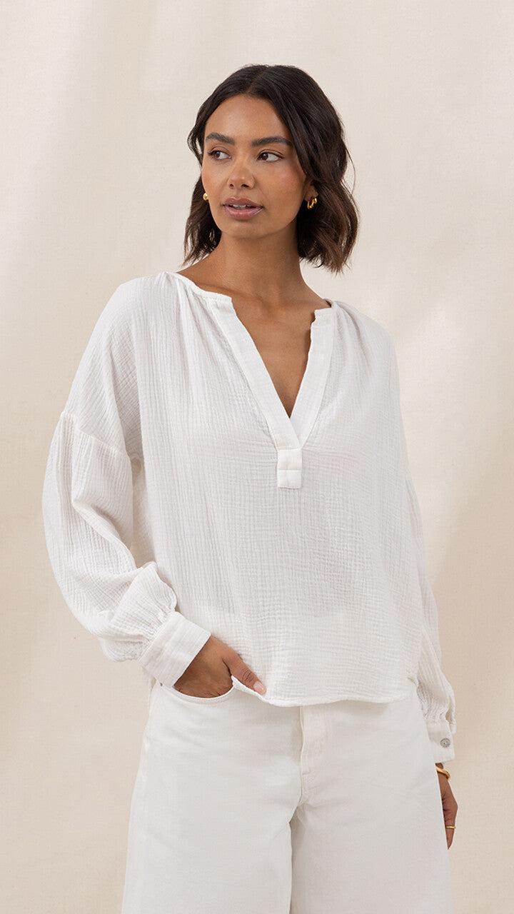 charli Peach Cotton Shirt - White Tops
