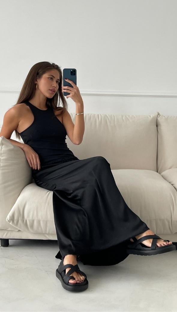 Charli Phoebe Satin Skirt - Black Skirts