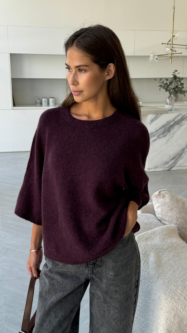Charli Piper Alpaca Knit - Dark Cherry Jumpers