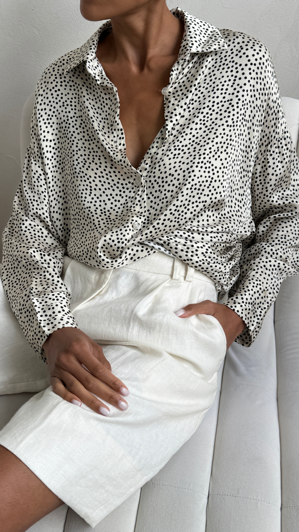Charli Rhea Silk Shirt - Ivory Polka Dots Shirts