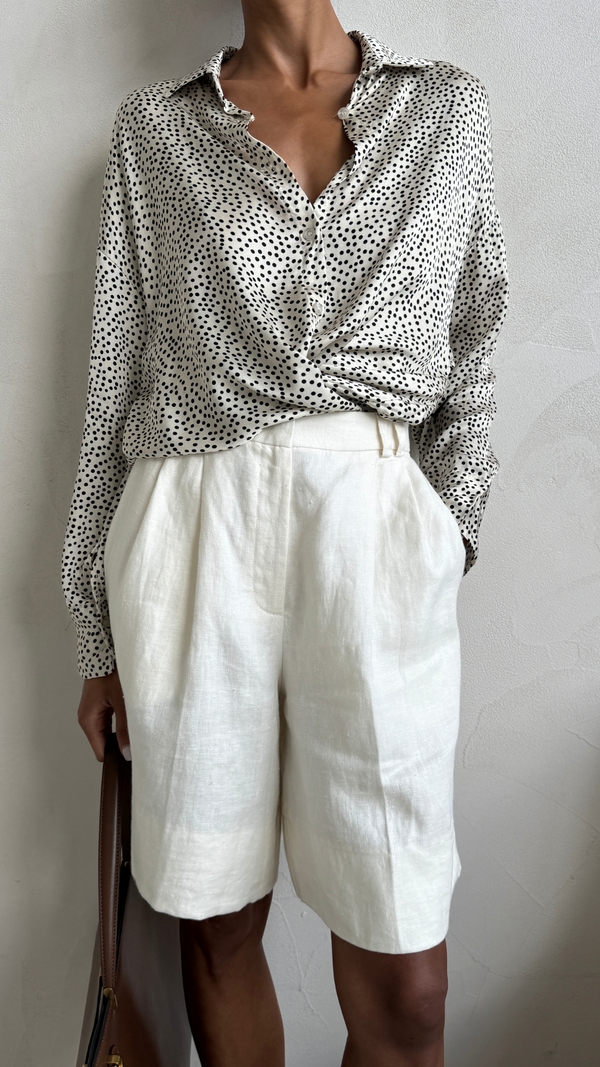 Charli Rhea Silk Shirt - Ivory Polka Dots Shirts