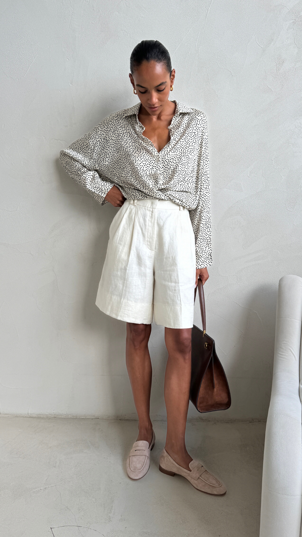 Charli Rhea Silk Shirt - Ivory Polka Dots Shirts