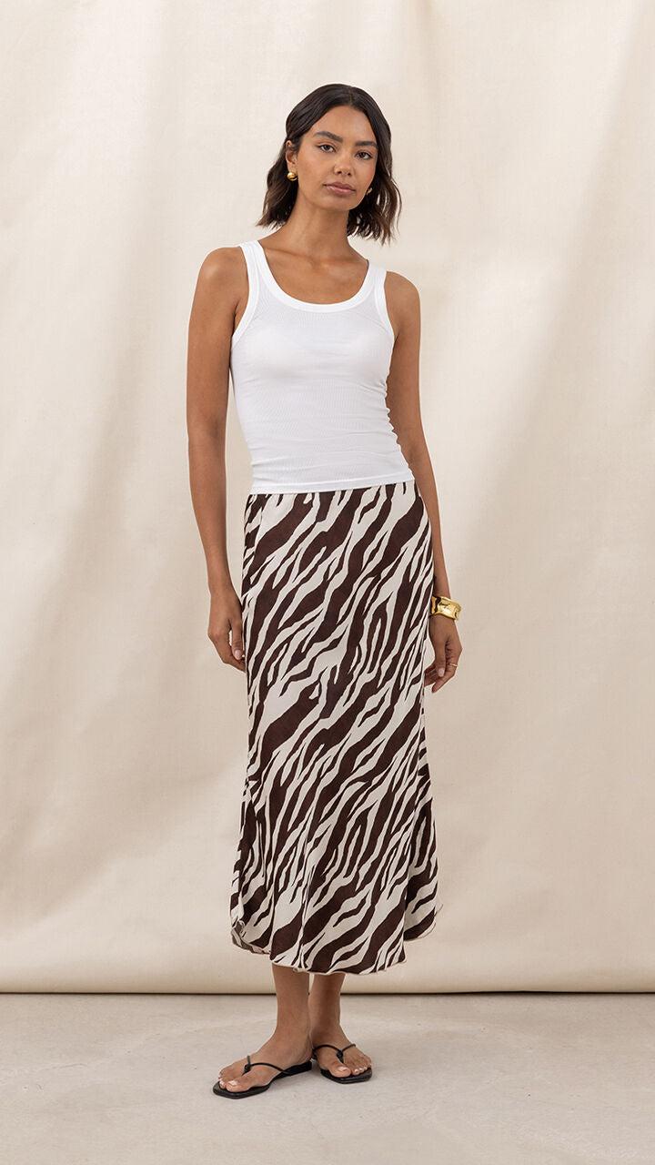 Charli Sasha Satin Print Skirt - Zebra Print Skirts