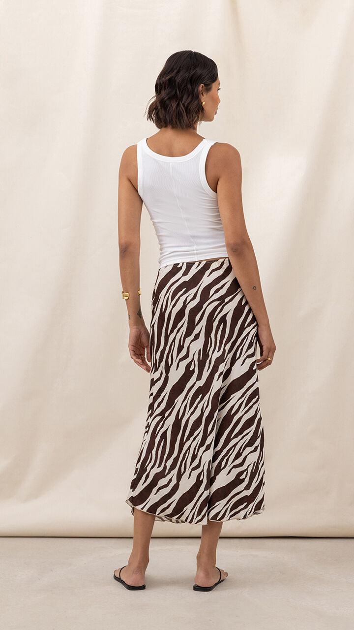 Charli Sasha Satin Print Skirt - Zebra Print Skirts