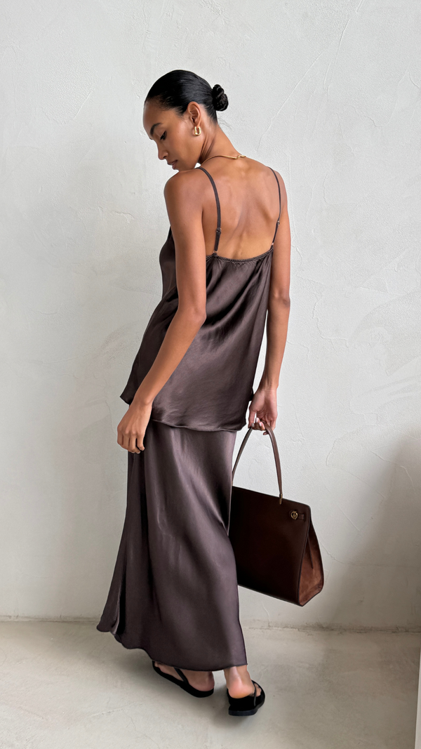 Charli Sasha Satin Set - Dark Espresso Skirts