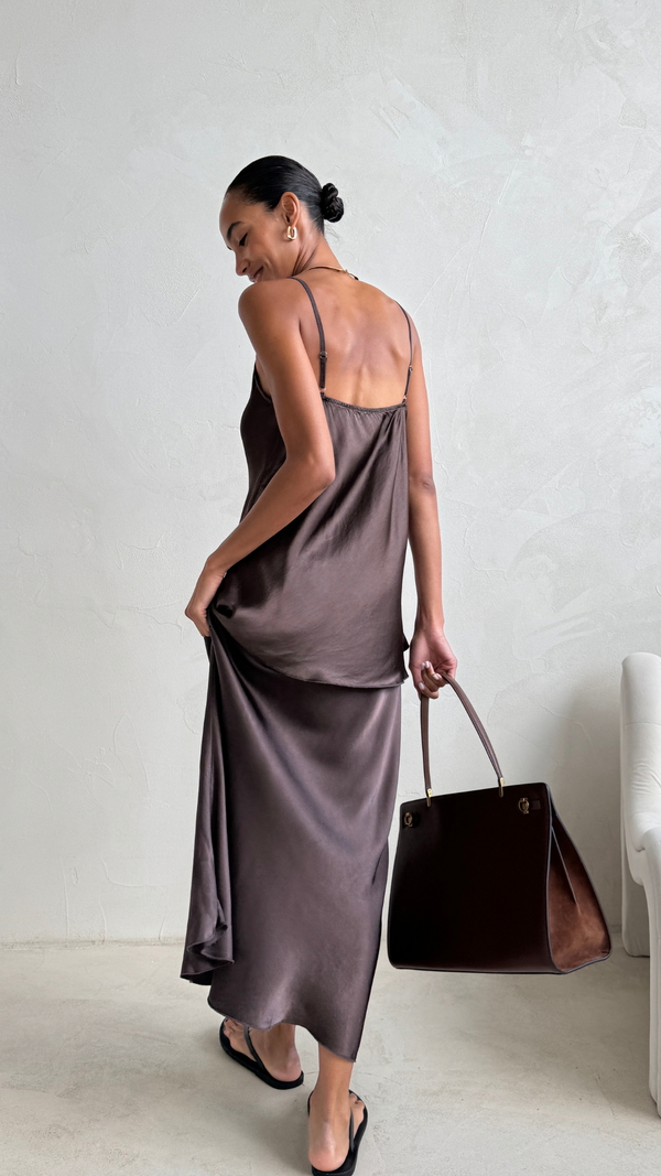 Charli Sasha Satin Set - Dark Espresso Skirts