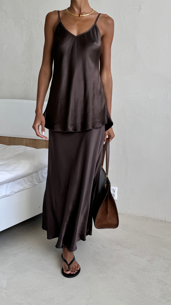 charli Sasha Satin Set - Dark Espresso Skirts