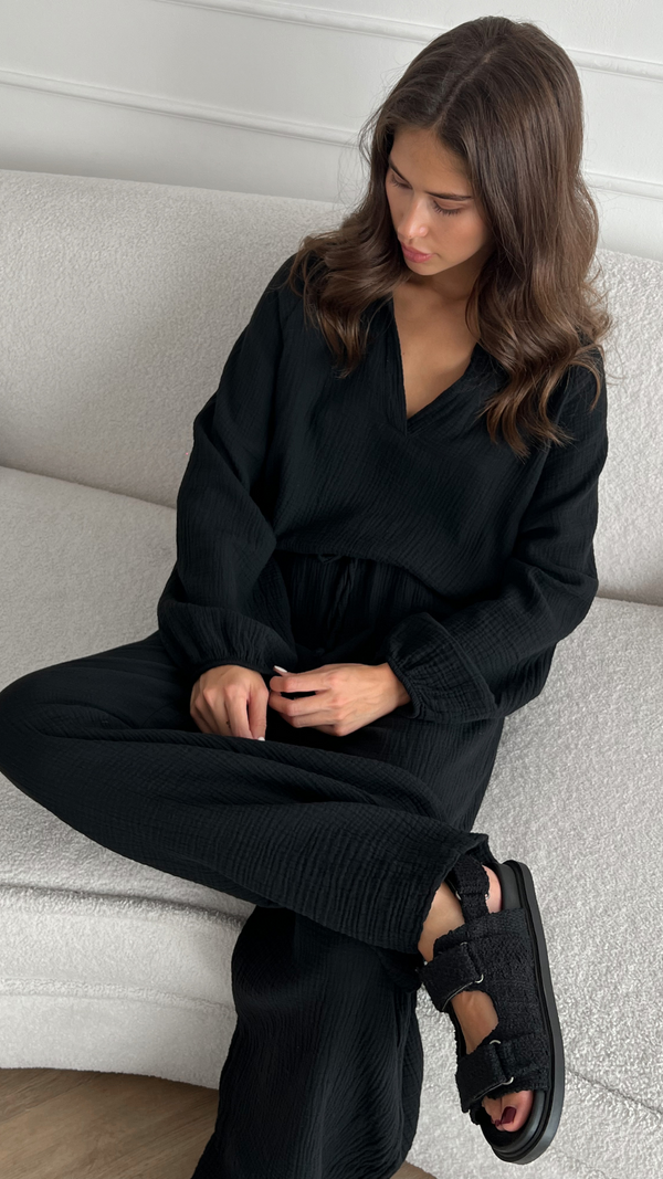 Charli Selina Cotton Set - Black Co-ords