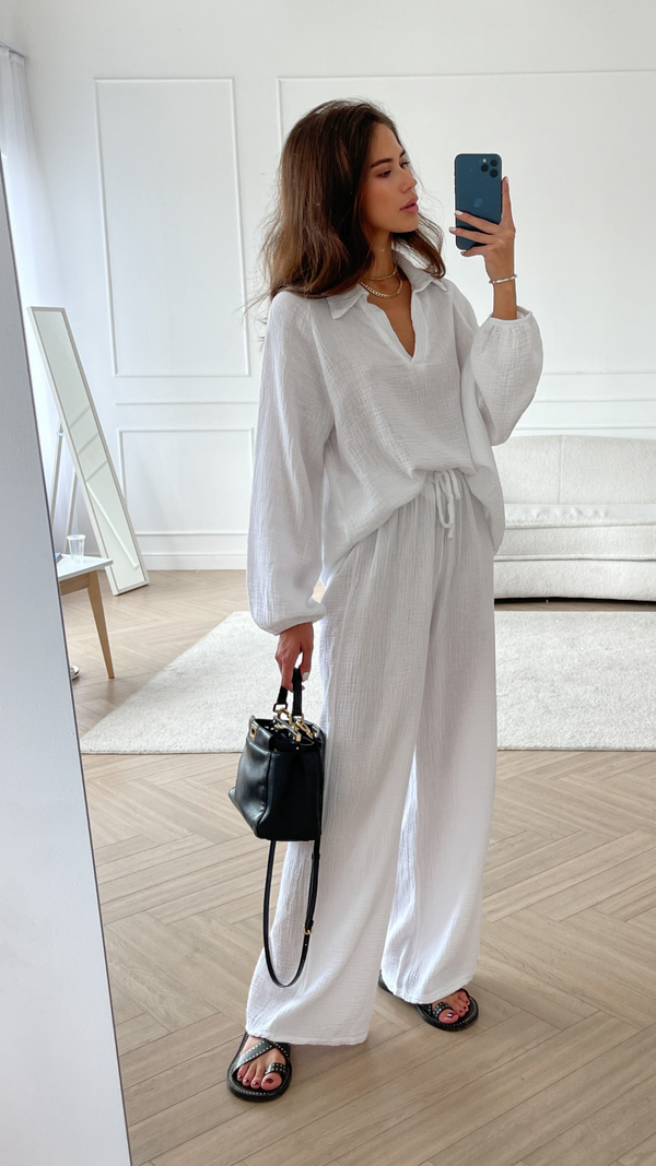 Charli Selina Cotton Set - White Co-ords