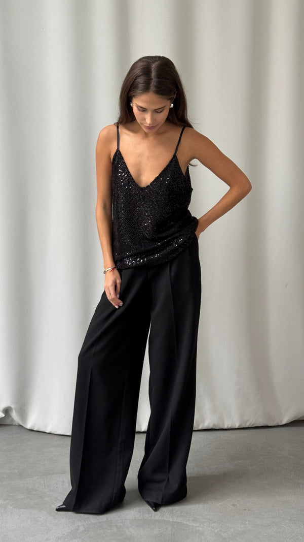 Charli Sienna Sequin Camisole - Black Tops