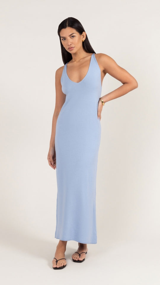 Charli Sofia Knitted Slip Dress - Sky Blue Jumpers