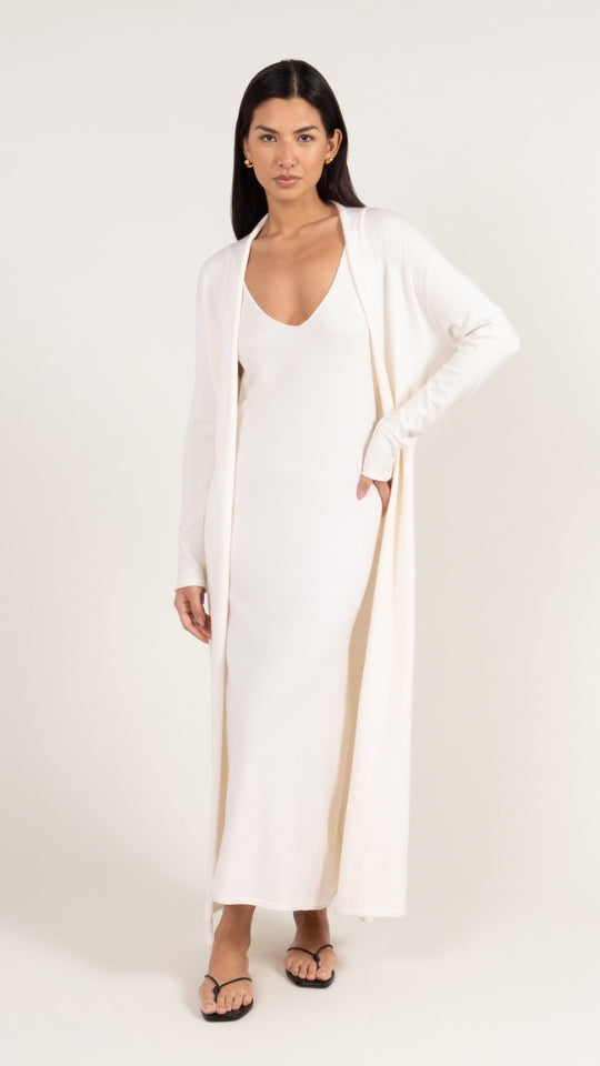 charli Sofia Long Line Cardigan - Ivory Jumpers