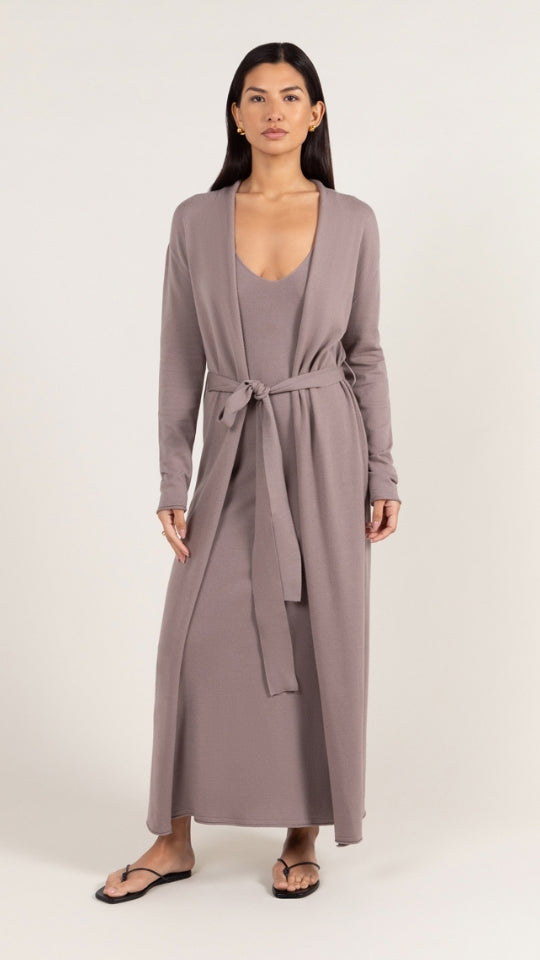 Charli Sofia Long Line Cardigan - Mink Jumpers
