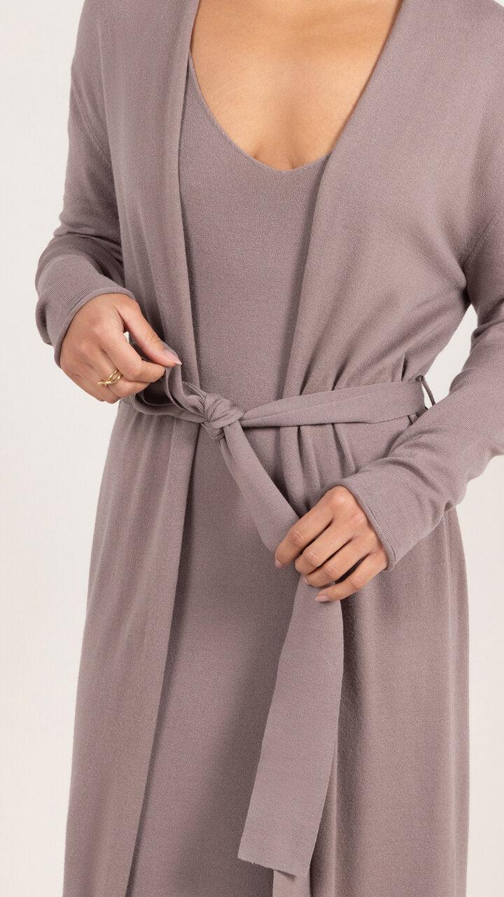 Charli Sofia Long Line Cardigan - Mink Jumpers