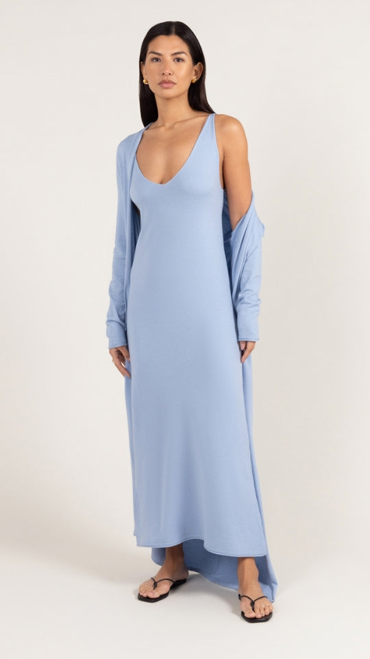 Charli Sofia Long Line Cardigan - Sky Blue Jumpers