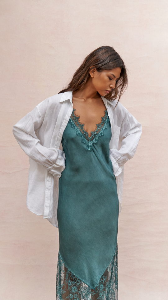 Charli Solange Slip Dress - Emerald Dresses