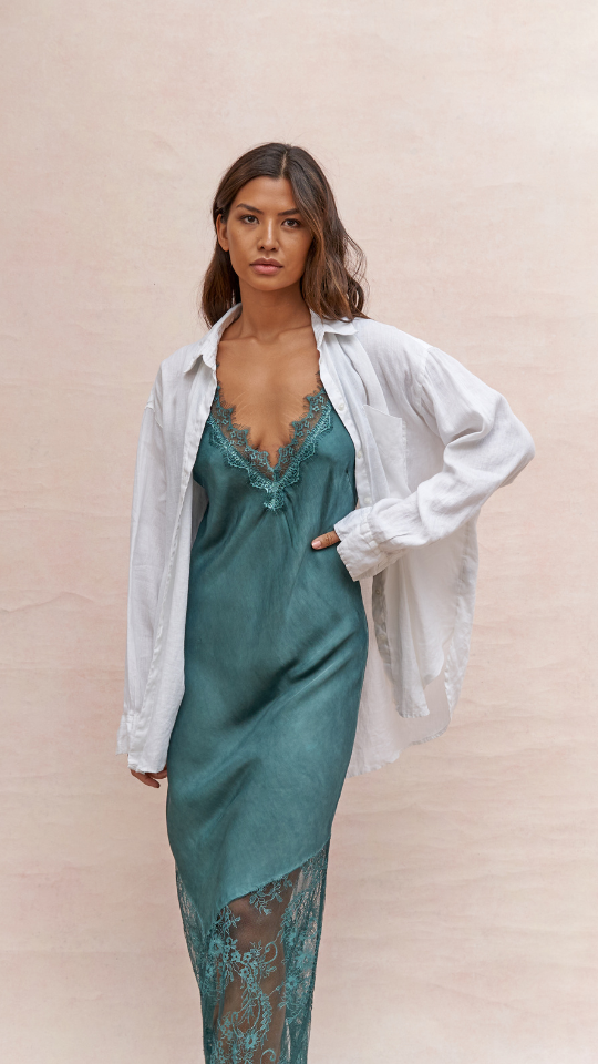 Charli Solange Slip Dress - Emerald Dresses