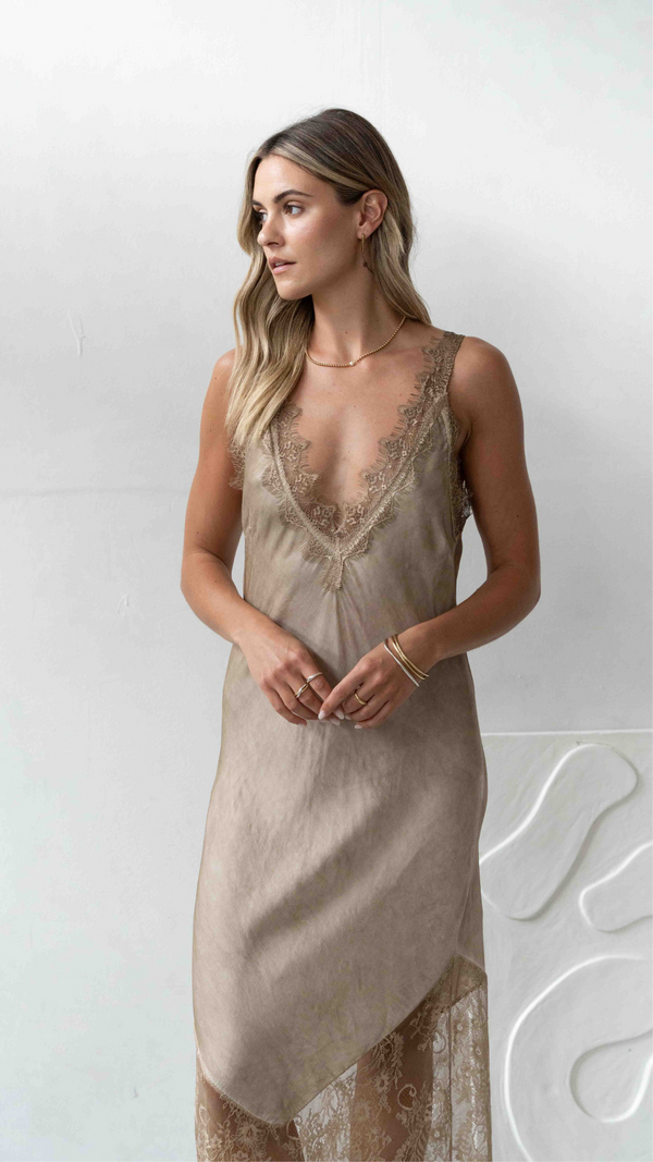 Charli Solange Slip Dress - Sand Dresses