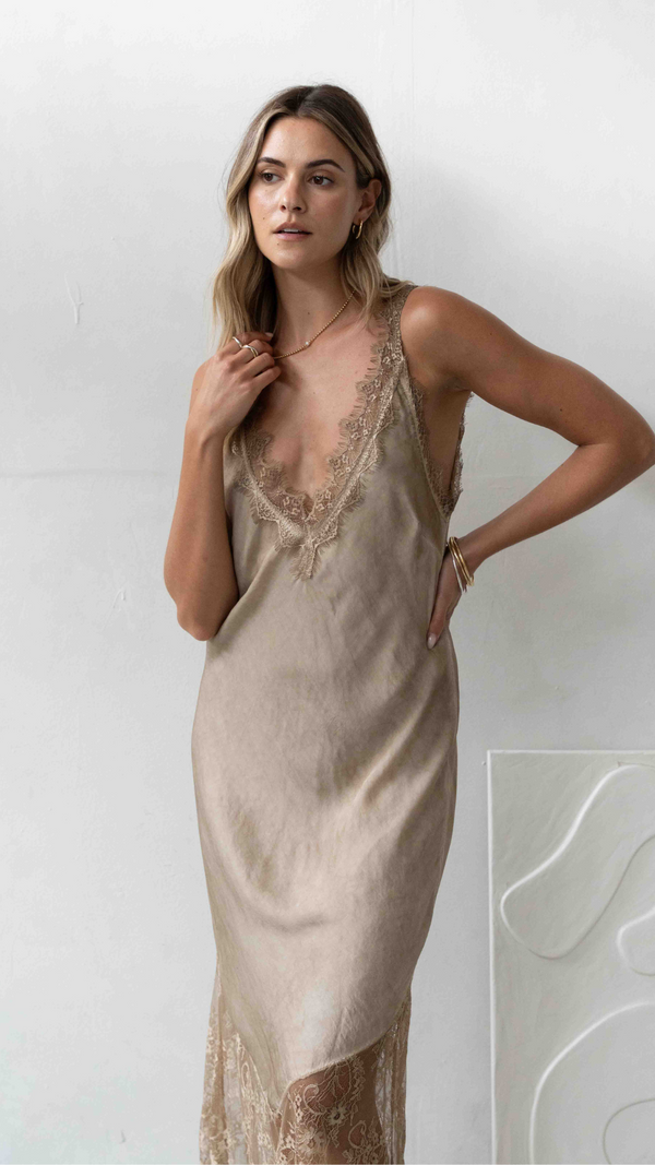 charli Solange Slip Dress - Sand Dresses