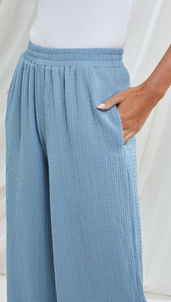 Charli Tamara Wide Leg Trousers - Blue Trousers