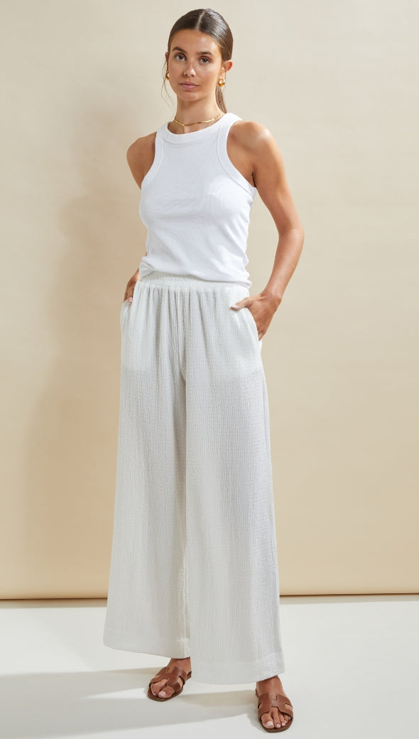 Charli Tamara Wide Leg Trousers - White Trousers