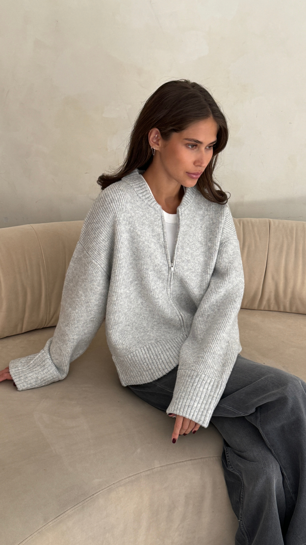 Charli Zoey Zip Cardigan - Silver Grey Cardigans