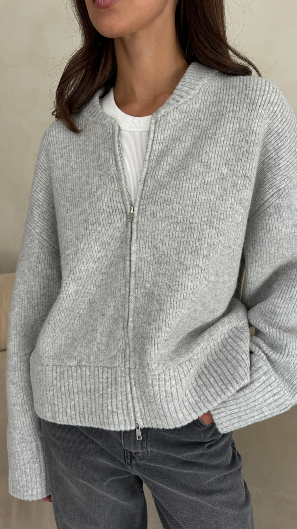 Charli Zoey Zip Cardigan - Silver Grey Cardigans