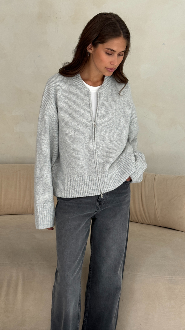 Charli Zoey Zip Cardigan - Silver Grey Cardigans