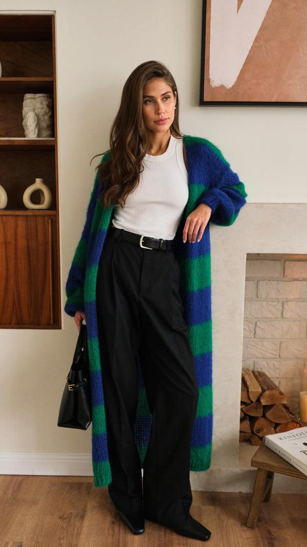 Charli Kay Cardigan - Emerald Blue Marine Stripes Cardigans