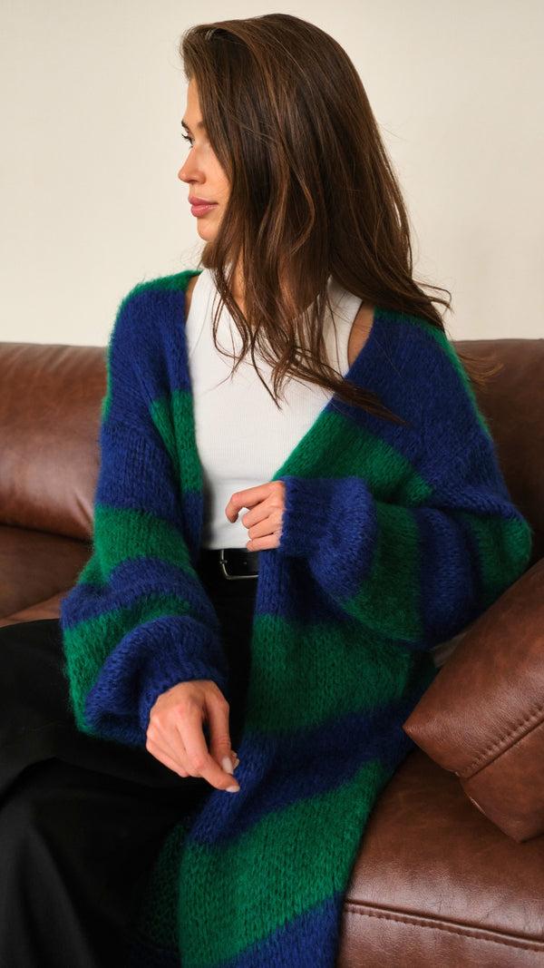 Charli Kay Cardigan - Emerald Blue Marine Stripes Cardigans