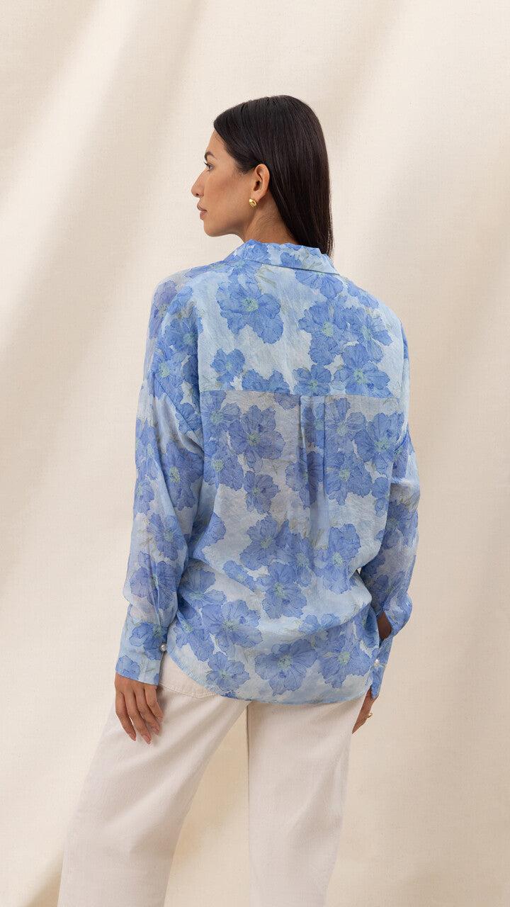 Charli Libby Printed Shirt - Azure Flower Print Shirts
