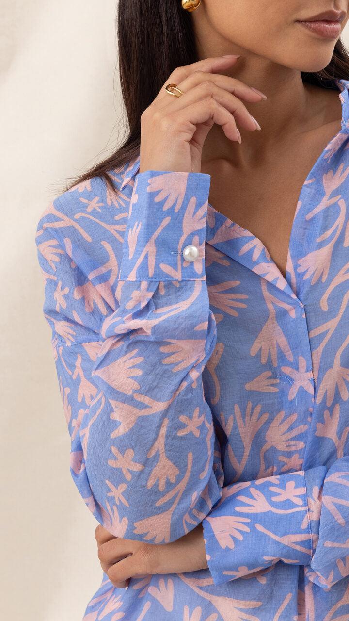 Charli Libby Printed Shirt - Blue Meadow Print Shirts