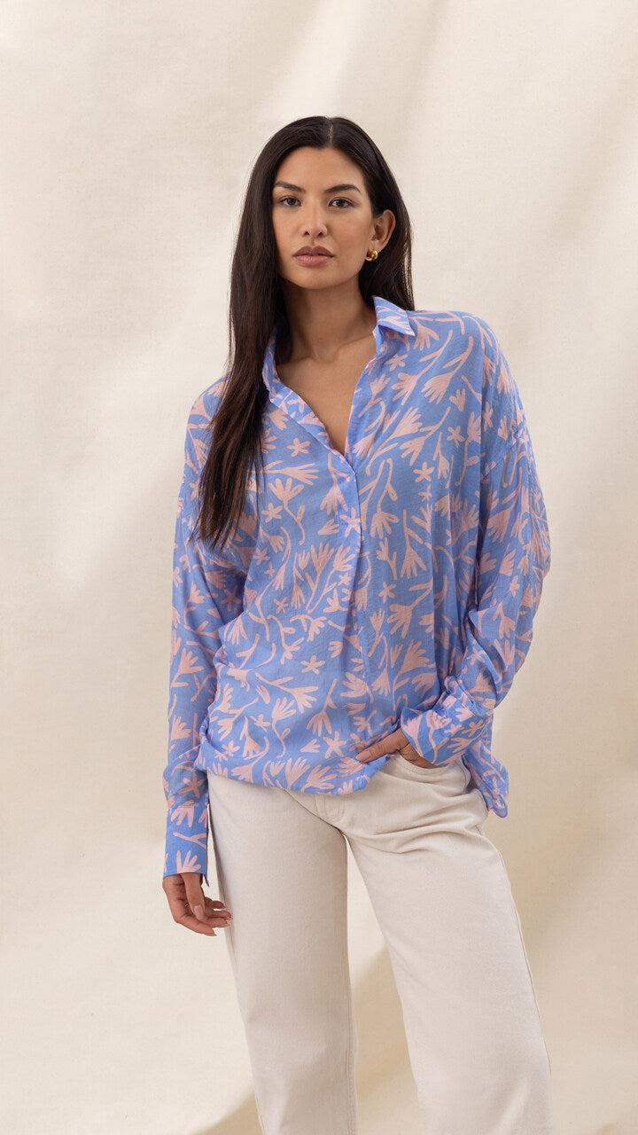 charli Libby Printed Shirt - Blue Meadow Print Shirts